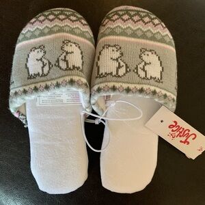 NWT justice polar bear slippers girls size XS extra small 12/1 & small 2-5